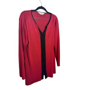 Misook Red & Black Acrylic Sweater‎ Sz Medium Long Sleeve Women's